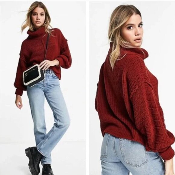 Free People Sweaters - Free People Be Yours Cowl Neck Chunky Knit Pullover Sweater Size XS